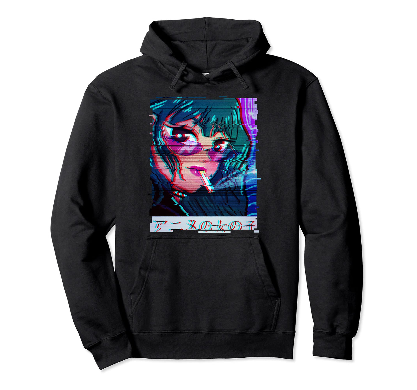 Aesthetic Vaporwave Japanese Glitch Hoodie - Aesthetic Graphic Men Women