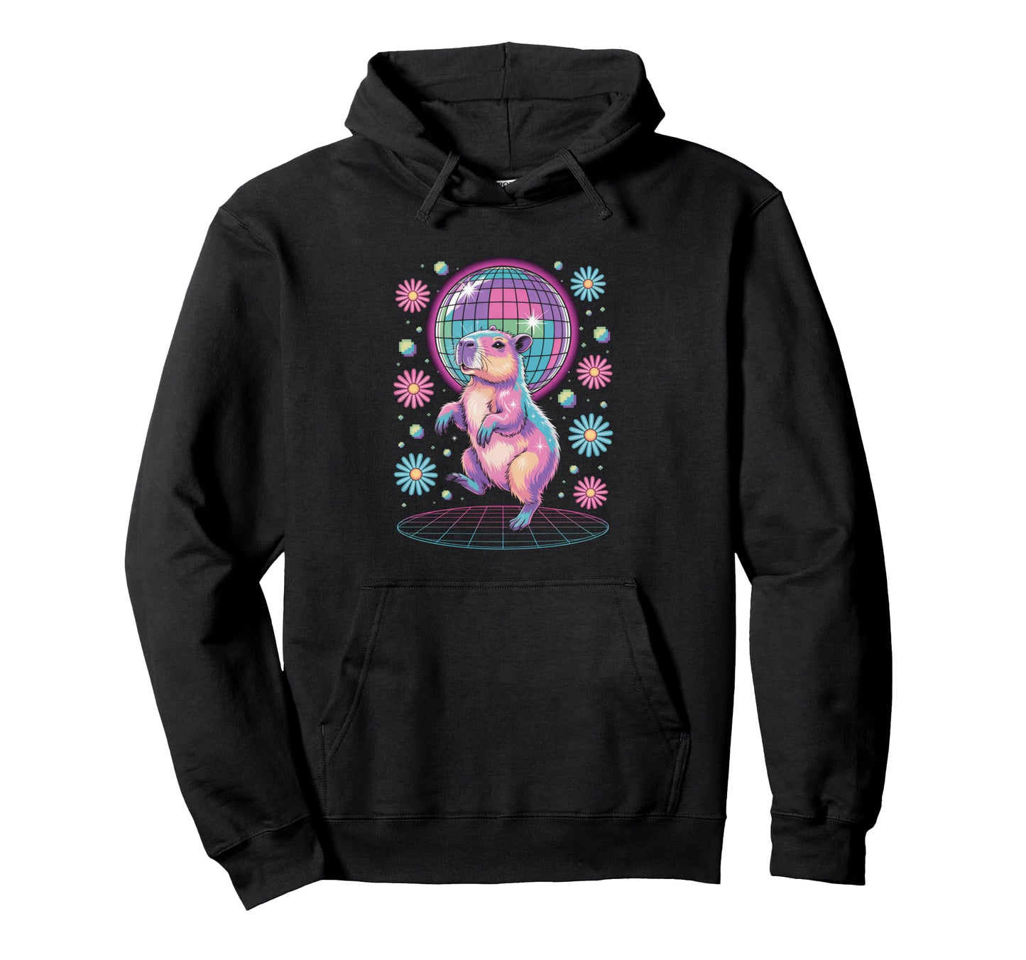 Capybara Disco Dance Vaporwave Hoodie - Aesthetic Graphic for Adults