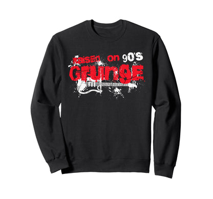 Raised 90S Grunge Seattle Rock Sweatshirt - Minimalist Print Men Women