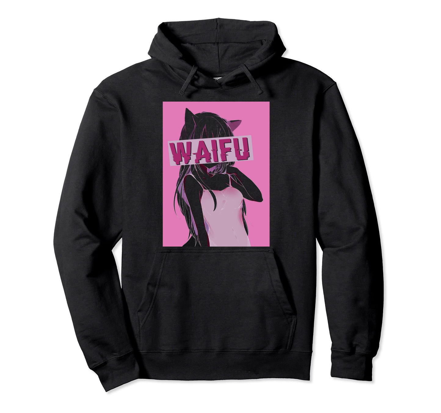 Alt Aesthetic Vaporwave Black Anime Waifu Hoodie - Graphic Print Men Women