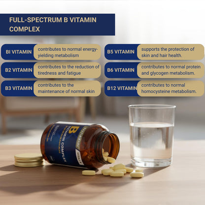 Nutraxin B Vitamin Complex 60 Tablets - Dietary Supplement for Adults with Comprehensive B Vitamins