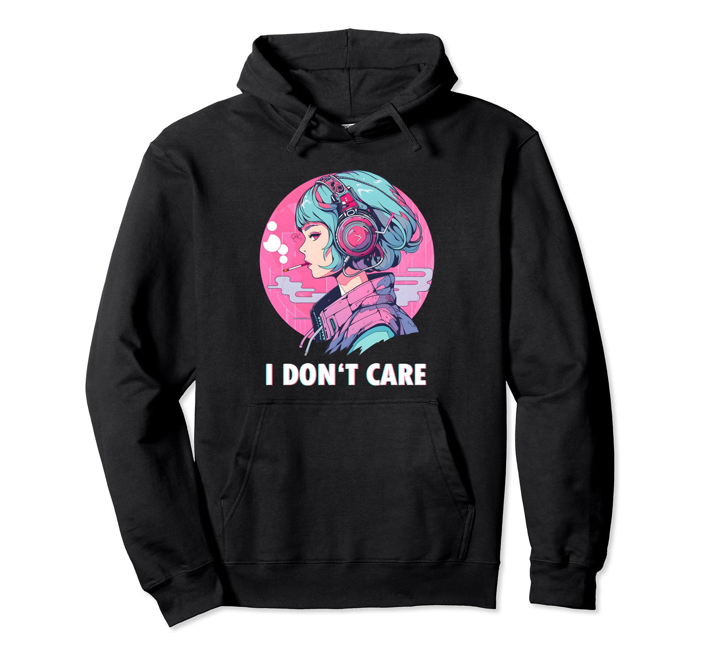 Aesthetic Vaporwave Sad Face Japanese Anime Hoodie - Unique Graphic Unisex