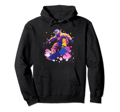 Snowboarding Vaporwave Aesthetic Hoodie - Fun Novelty Design for Adults