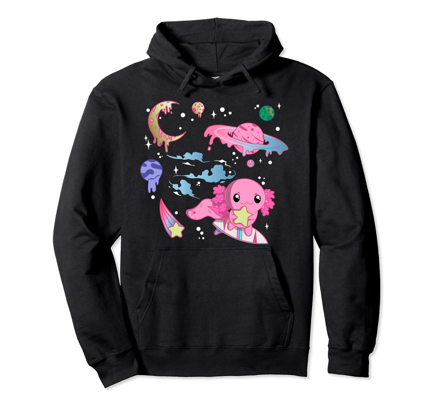 Axolotl Space Pastel Goth Aesthetic Hoodie - Streetwear Style Unisex