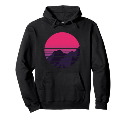 Sunset Mountain Vaporwave Retrowave Hoodie - Aesthetic Graphic Unisex