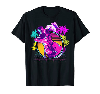 90S 80S Dinosaur Vaporwave Aesthetic T-Shirt - Novelty Apparel Unisex