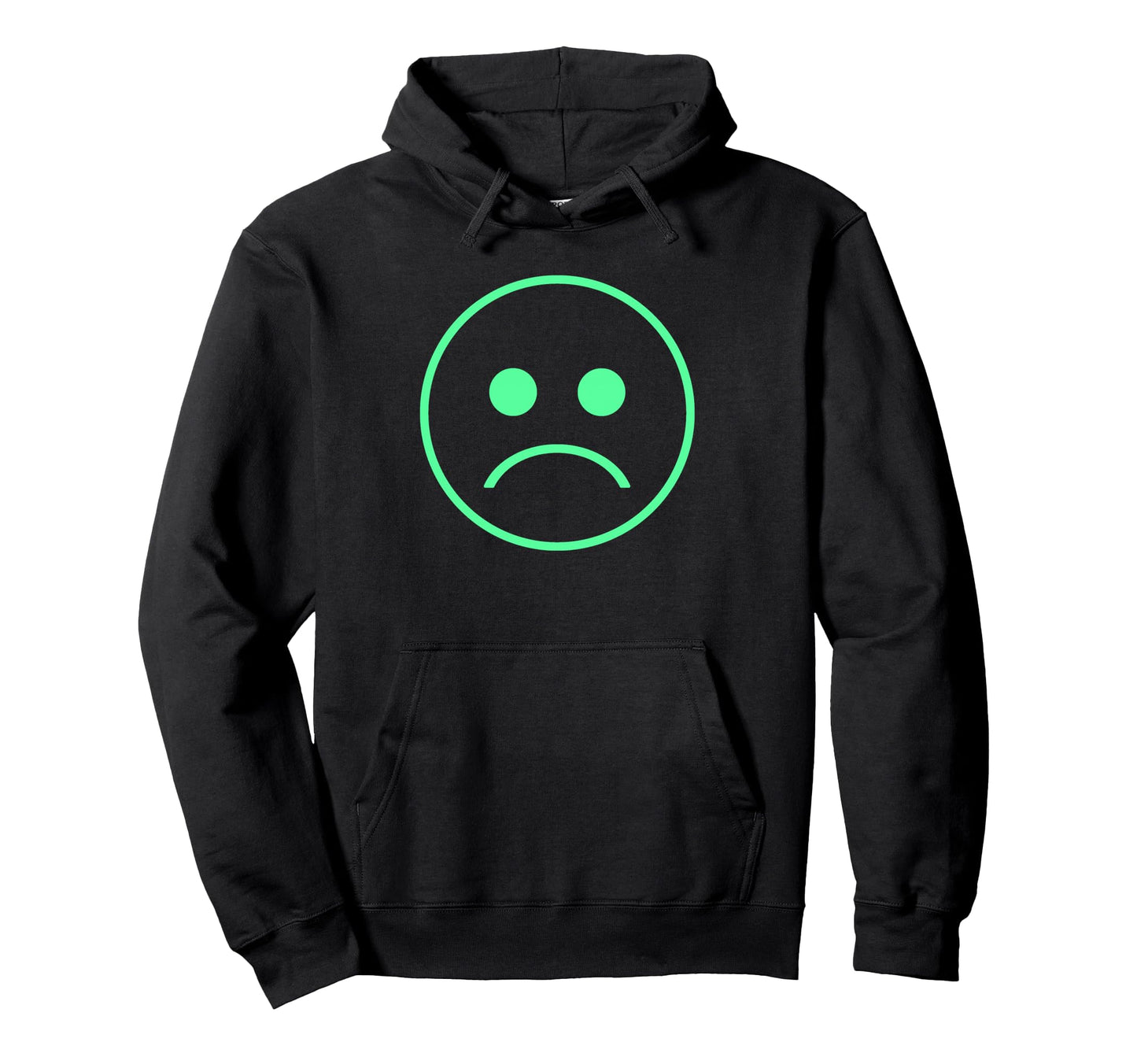 Frown Sadboi Sad Face Neon Green Hoodie - Fun Novelty Design for Adults