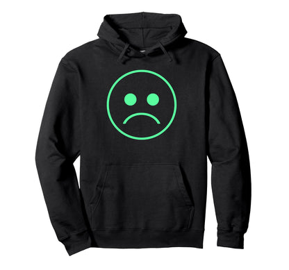 Frown Sadboi Sad Face Neon Green Hoodie - Fun Novelty Design for Adults