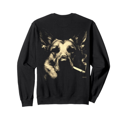 German Shepherd Smoking Cigarette Sweatshirt - Unique Graphic Men Women