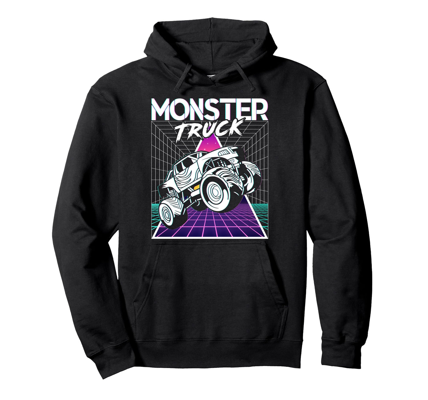 Vaporwave Aesthetic Monster Truck Hoodie - Trendy Graphic for Adults