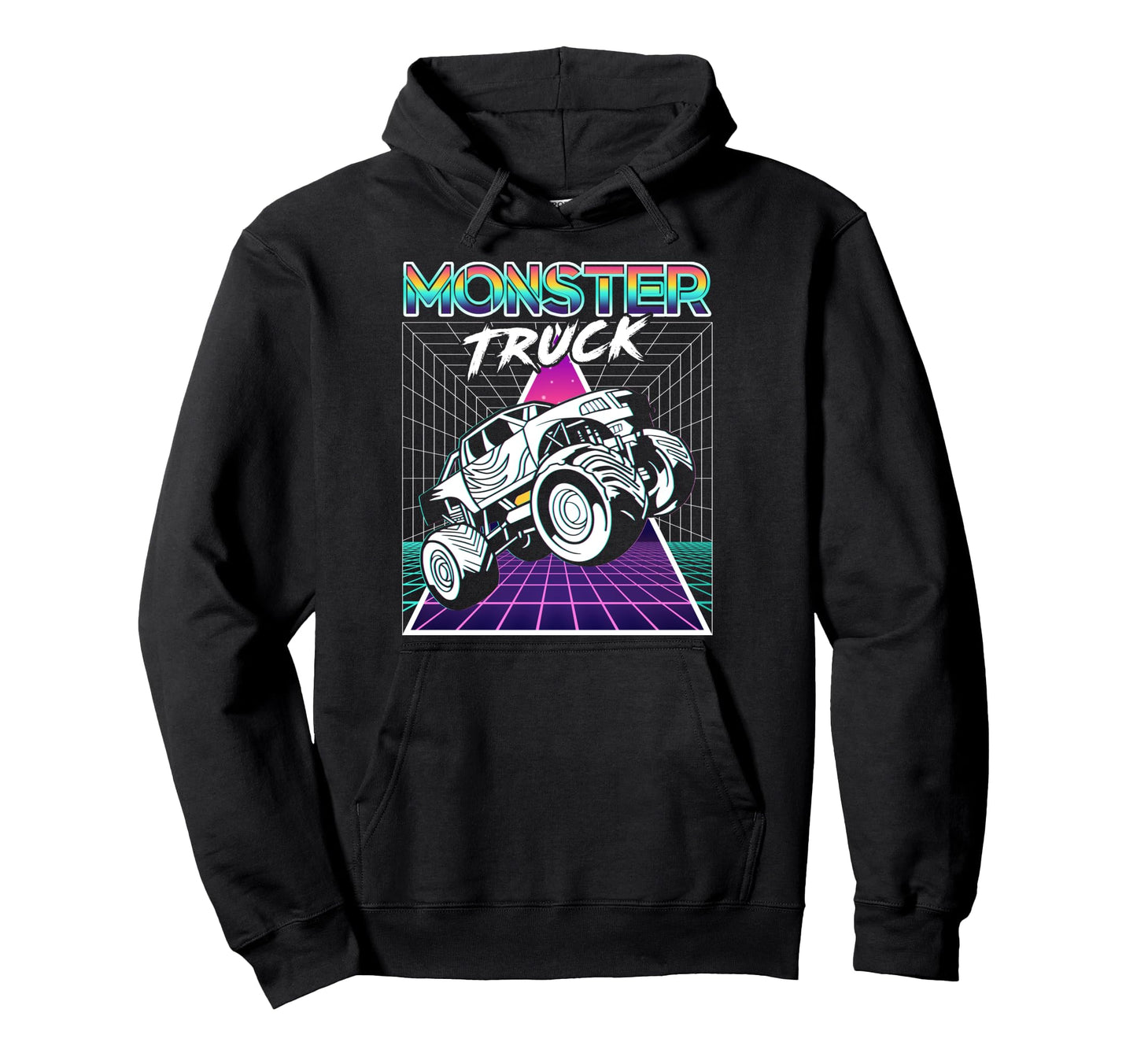 Vaporwave Aesthetic Monster Truck Offroad Hoodie - Unique Graphic Men Women