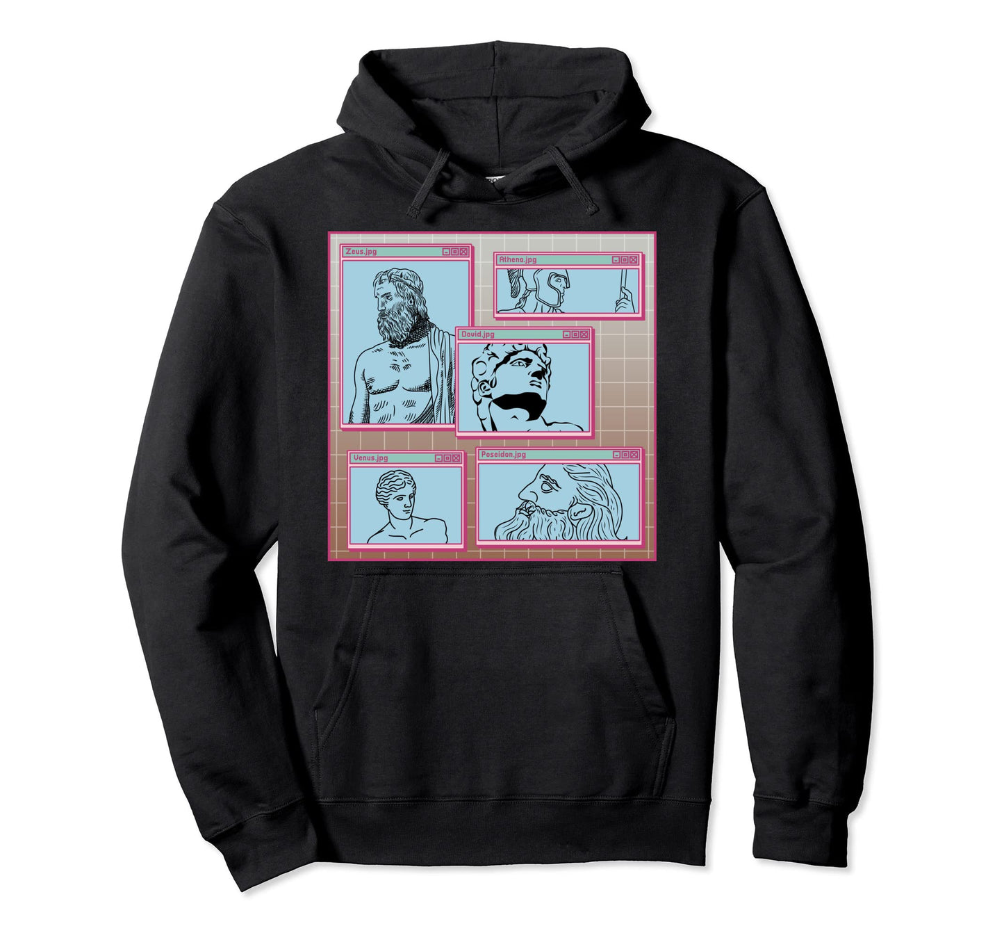 Vaporwave Aesthetic Greek Mythology Hoodie - Minimalist Print Men Women