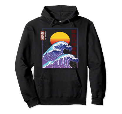 Kanagawa Large Wave Great Wave Hoodie - Aesthetic Graphic for Adults