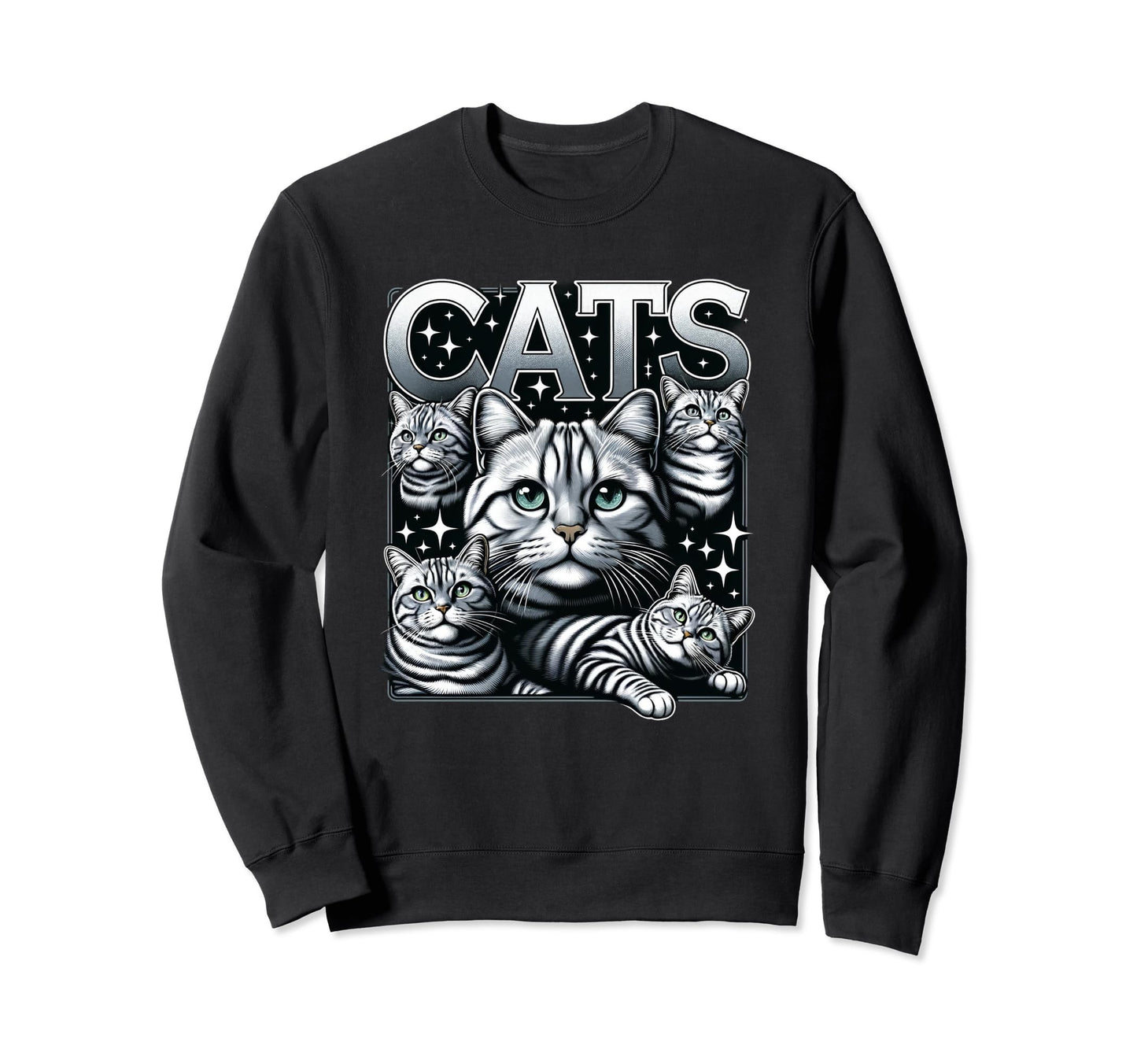 Cat Bootleg Grunge 90S Sweatshirt - Novelty Apparel Unisex