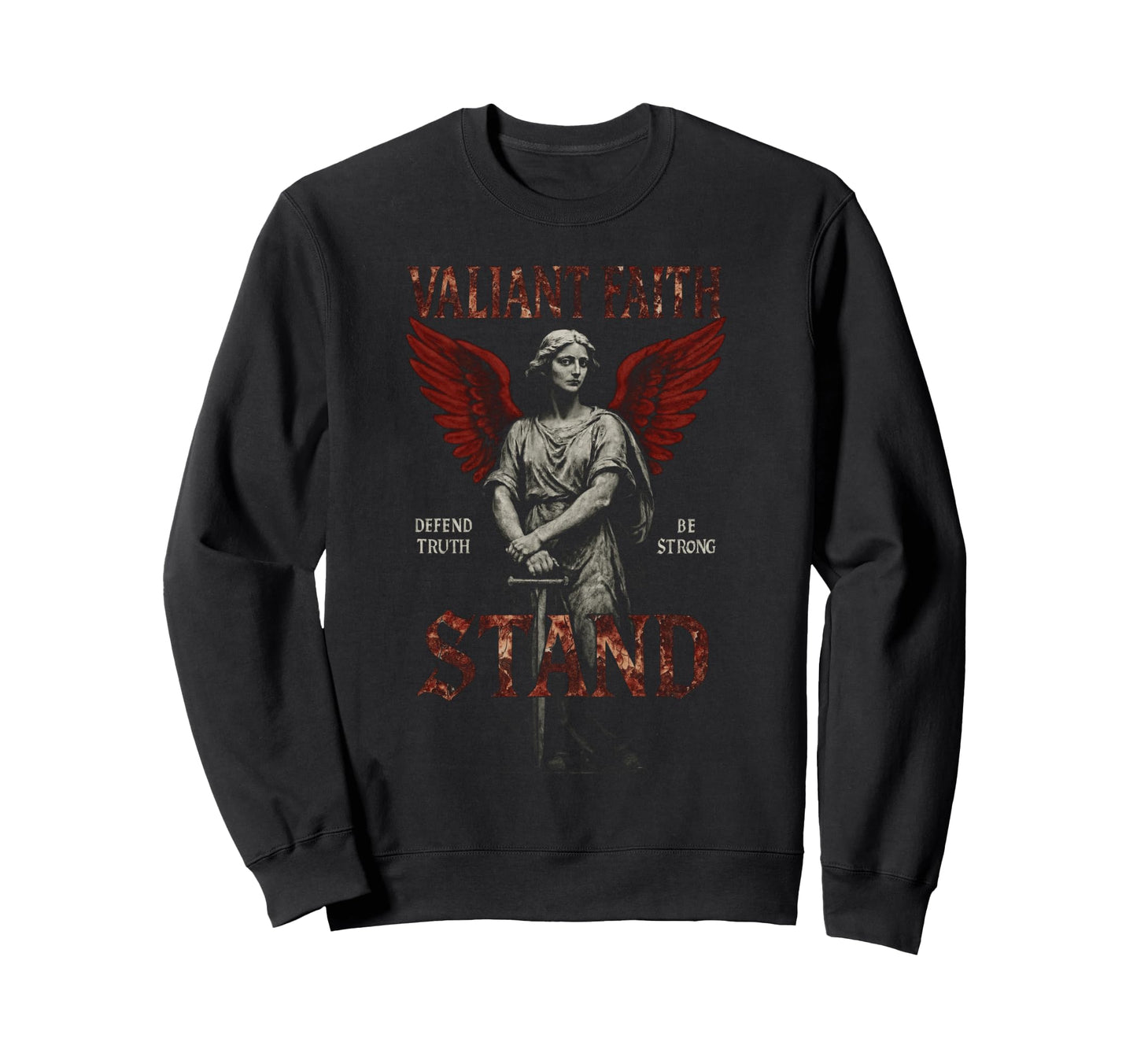 Valiant Faith Christian Edgy Y2K Sweatshirt - Fun Novelty Design Unisex