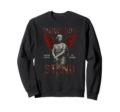 Valiant Faith Christian Edgy Y2K Sweatshirt - Fun Novelty Design Unisex