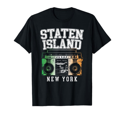 Staten Island New York Nyc Boombox Old T-Shirt - Novelty Apparel Unisex