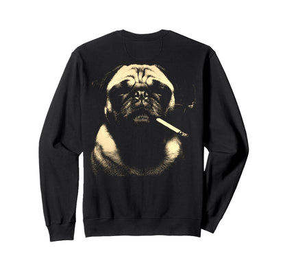 Pug Smoking Cigarette Grunge Meme Sweatshirt - Aesthetic Graphic Unisex
