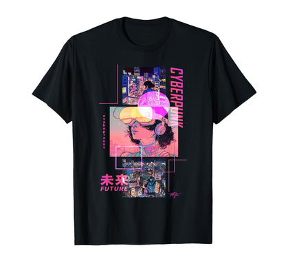 Japan Cyberpunk Anime Futurist T-Shirt - Aesthetic Graphic for Adults