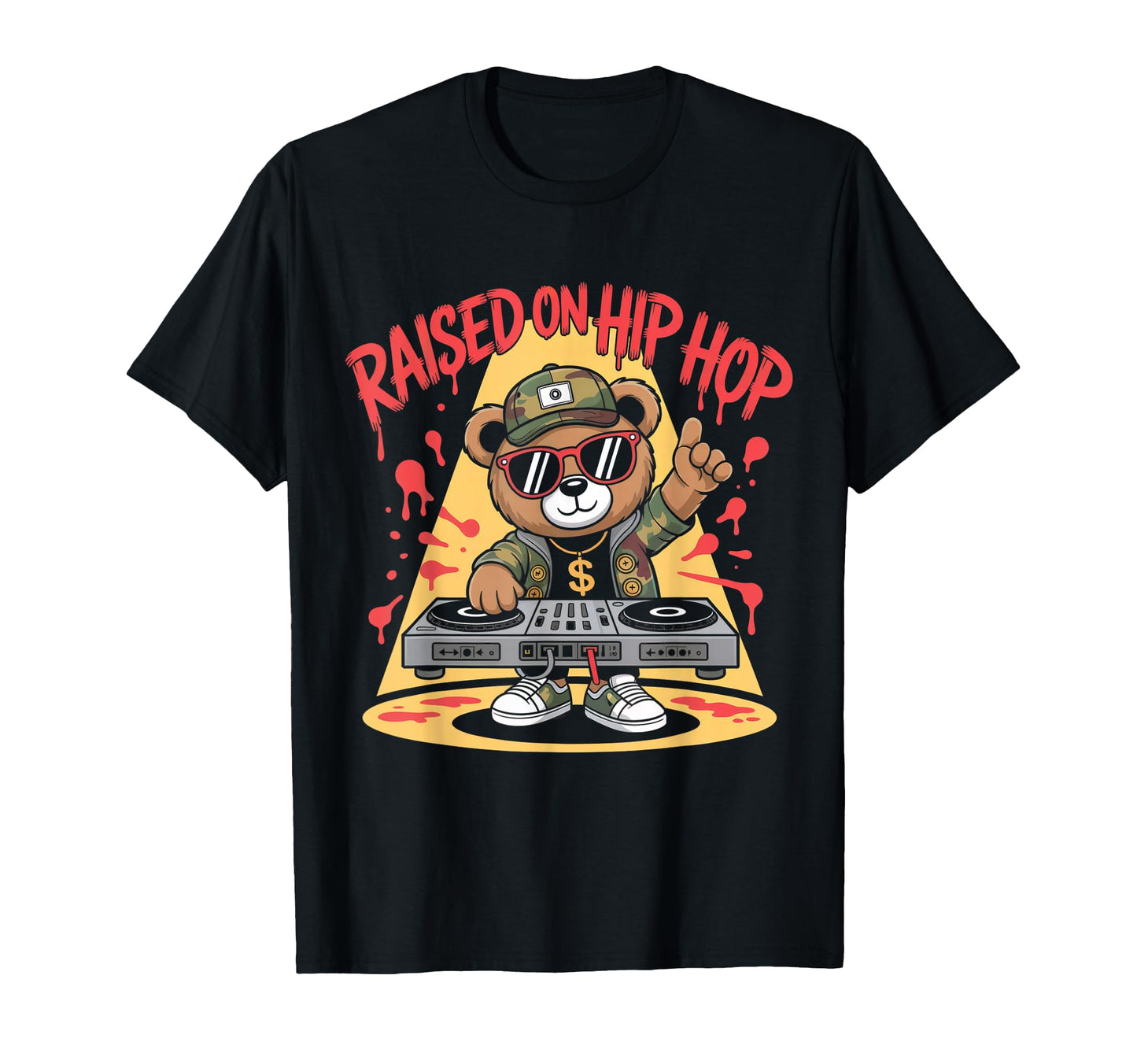 Camouflage Rapper Teddy Bear Camo 80S Old T-Shirt - Trendy Graphic Unisex