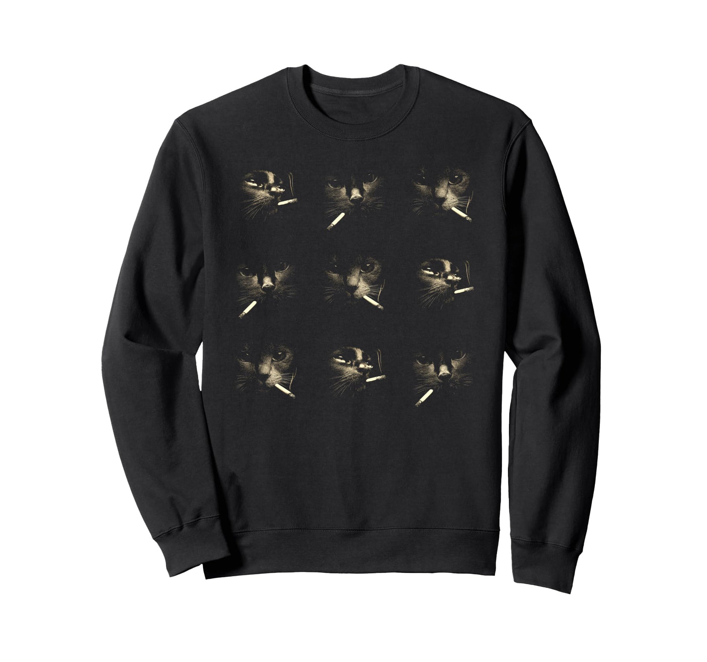 Funny Edgy Smoking Cat Meme 3X3 Sweatshirt - Unique Graphic for Adults