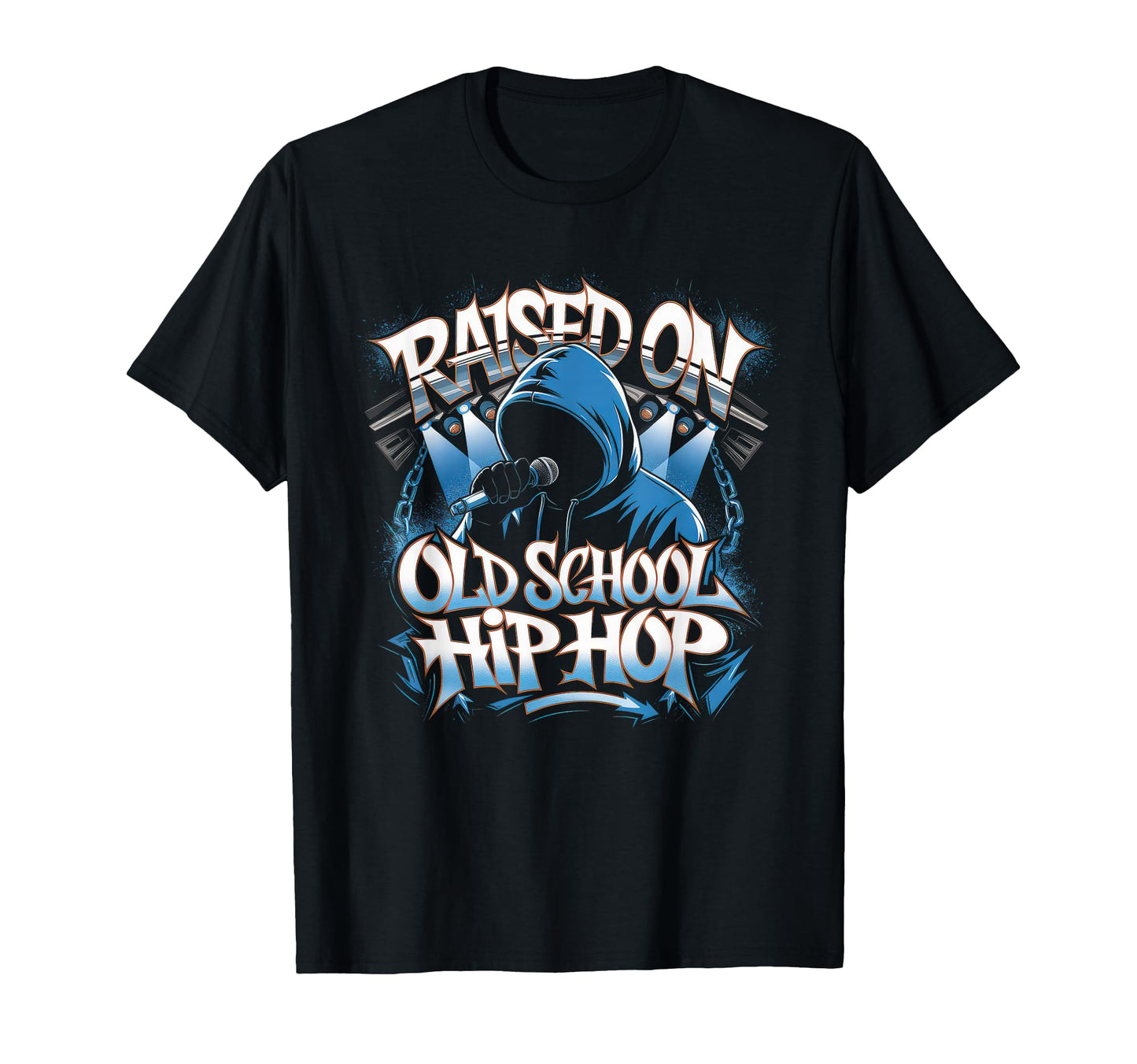Raised Old School Hip Hop Cassette T-Shirt - Graphic Print for Adults