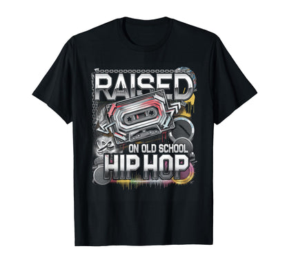 Raised Old School Hip Hop Cassette T-Shirt - Unique Graphic Unisex