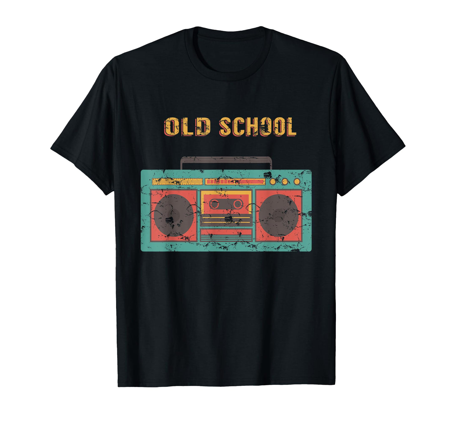 Old School Boombox Weathered 80S T-Shirt - Fun Novelty Design for Adults