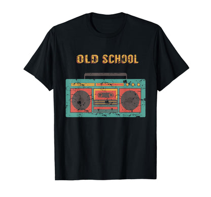Old School Boombox Weathered 80S T-Shirt - Fun Novelty Design for Adults