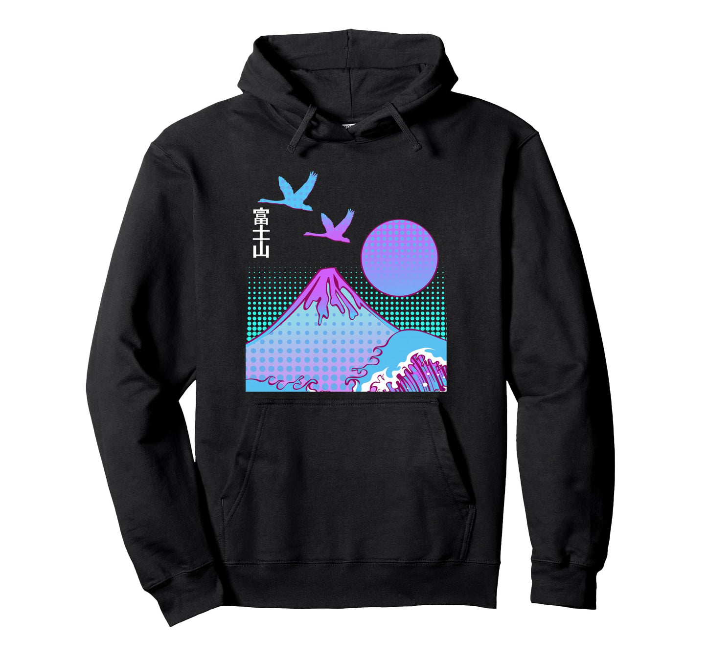 Fuji San Aesthetics Vaporwave Mountain Hoodie - Novelty Apparel Unisex