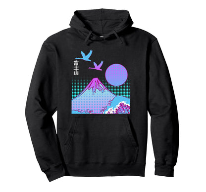 Fuji San Aesthetics Vaporwave Mountain Hoodie - Novelty Apparel Unisex