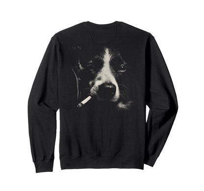Border Collie Smoking Cigarette Sweatshirt - Minimalist Print for Adults