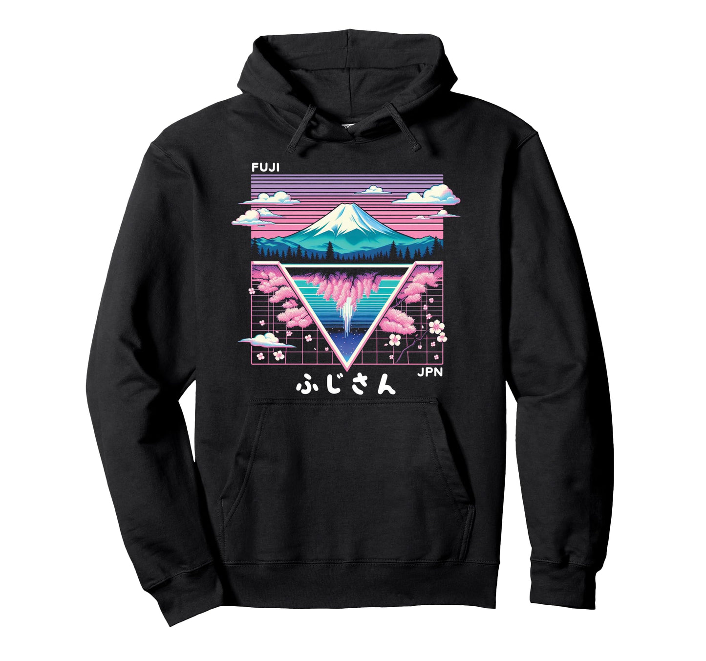 Mount Fuji Japan Vaporwave Aesthetic Hoodie - Fun Novelty Design Men Women
