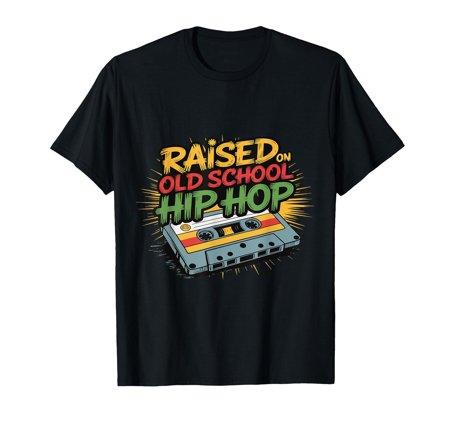 Raised Old School Hip Hop Cassette T-Shirt - Custom Art Print for Adults