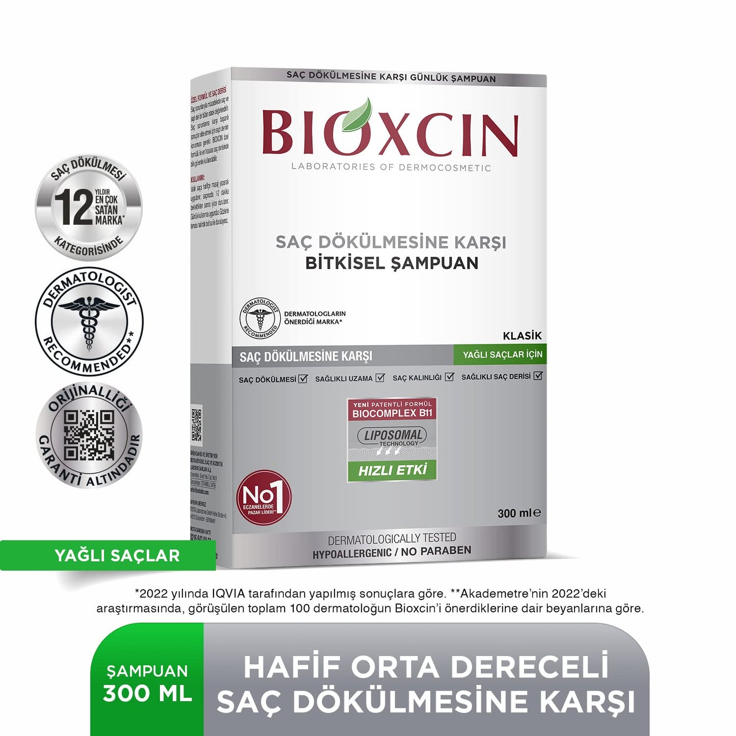 Bioxcin Bio-Activ Shampoo for Oily Hair - Paraben-Free, Mineral Oil-Free, 10.14 fl oz