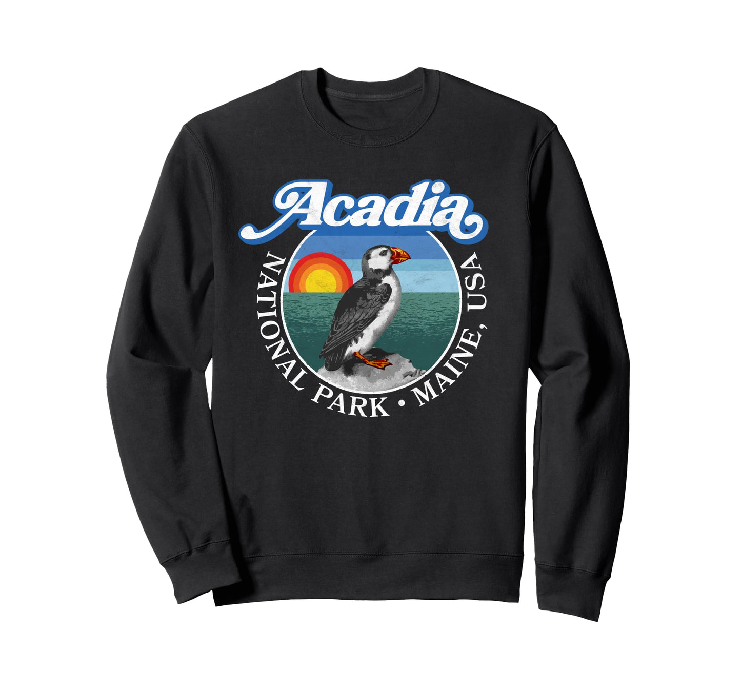Acadia National Park Maine Puffin Sweatshirt - Graphic Print Unisex