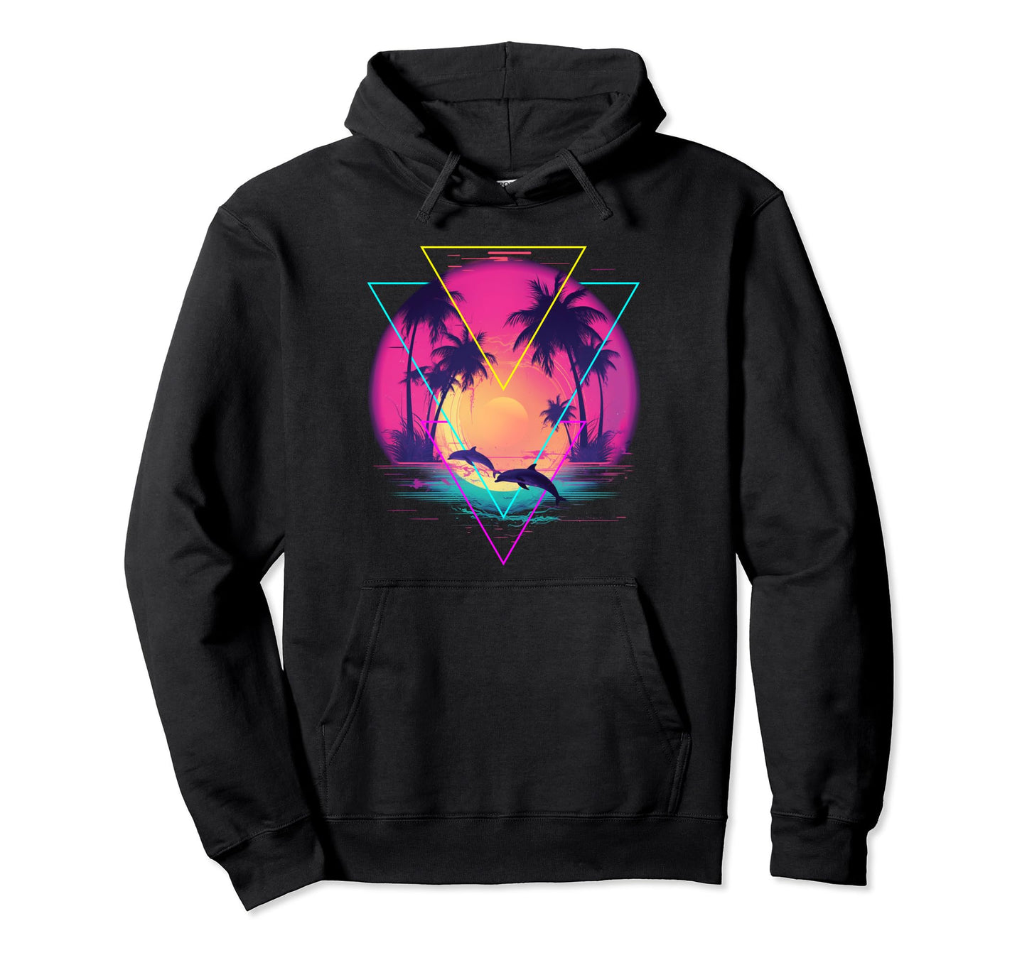 Dolphin Vaporwave Aesthetic Ocean Hoodie - Casual Everyday Wear Men Women