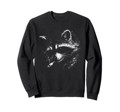 Cigarette Raccoon Funny Meme Sweatshirt - Casual Everyday Wear for Adults