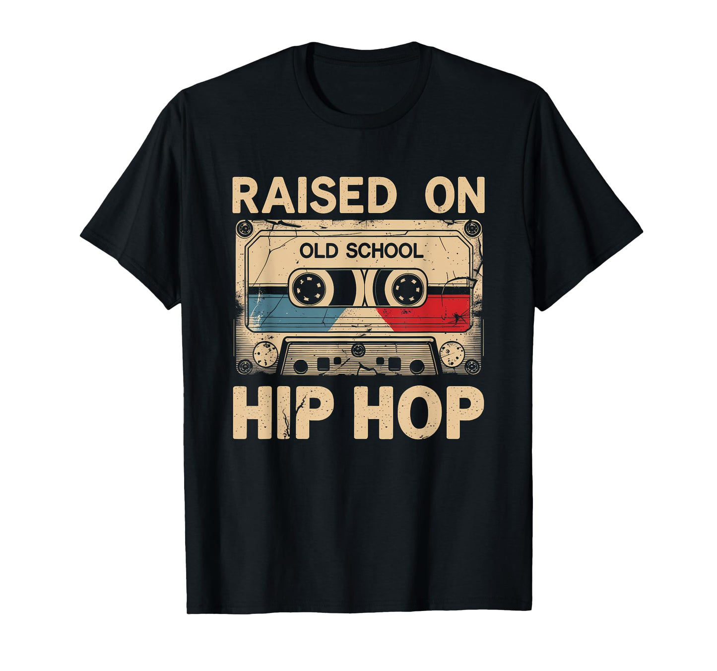 Raised Old School Hip Hop Funny Rap T-Shirt - Minimalist Print for Adults
