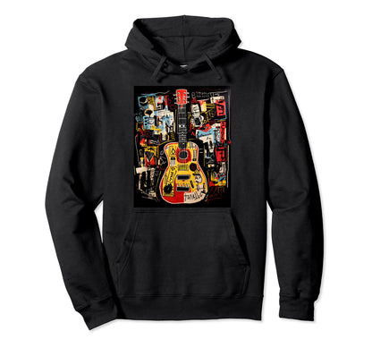 Distressed Acoustic Guitar Grunge Rock Hoodie - Unique Graphic for Adults