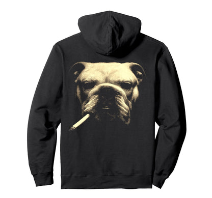 English Bulldog Smoking Cigarette Hoodie - Fun Novelty Design Unisex