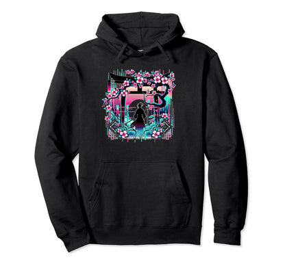 Sakura Synthwave Japanese Hoodie - Casual Everyday Wear for Adults