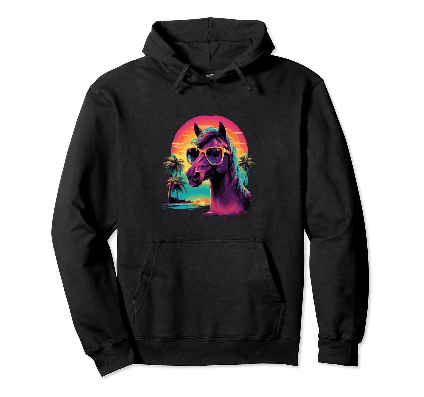 Funny Horse Vaporwave Aesthetic Animal Hoodie - Minimalist Print Unisex