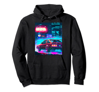 Vaporwave Car Synthwave City Vaporwave Hoodie - Novelty Apparel Unisex