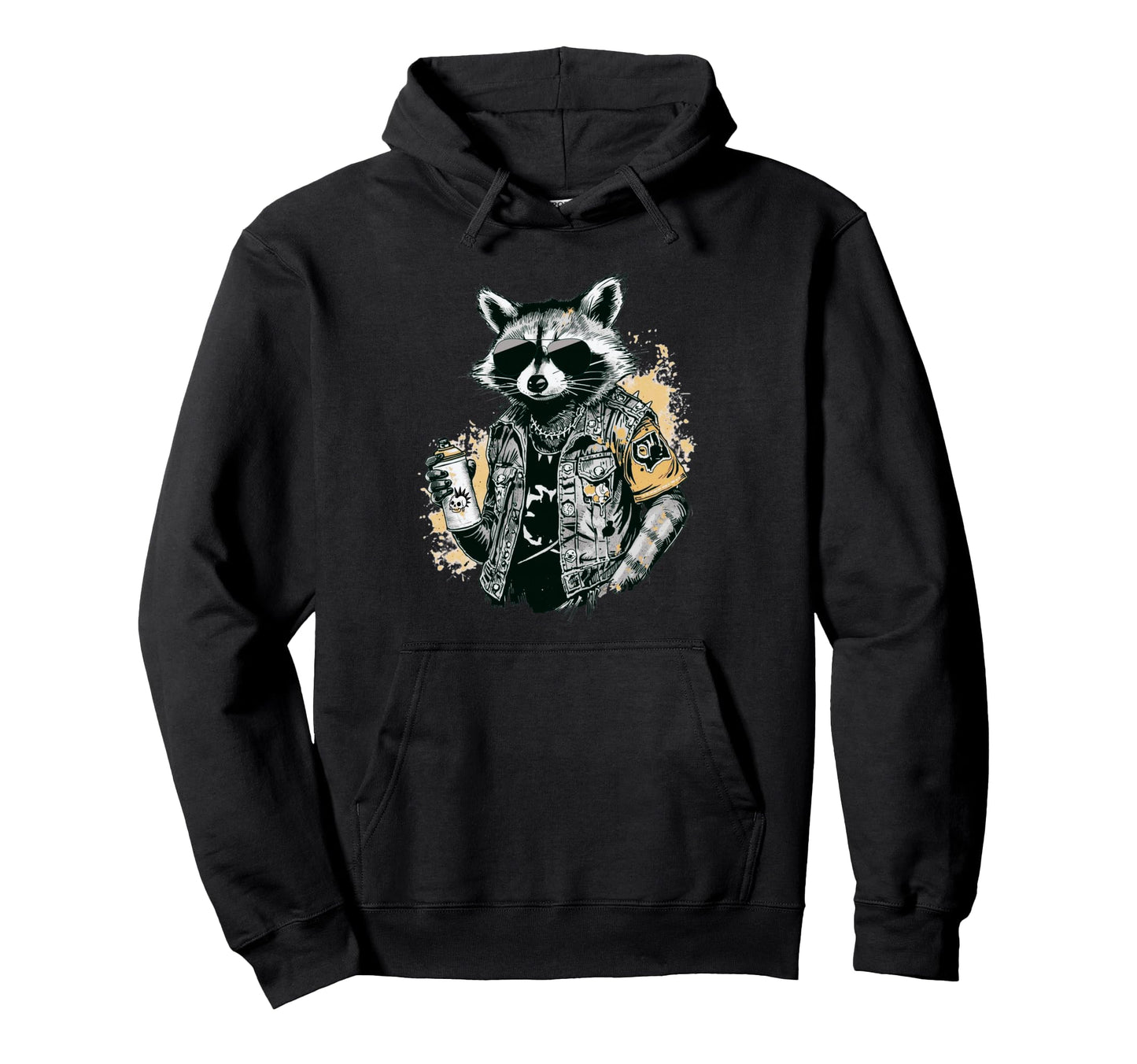 Grunge Rock Trash Panda Punk Raccoon Hoodie - Fun Novelty Design Unisex