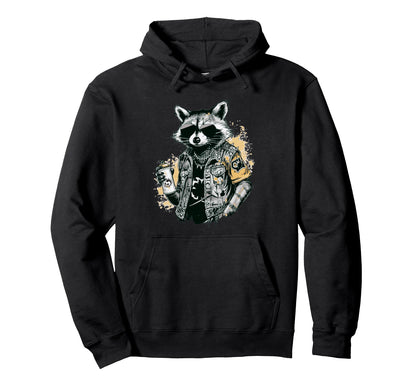 Grunge Rock Trash Panda Punk Raccoon Hoodie - Fun Novelty Design Unisex