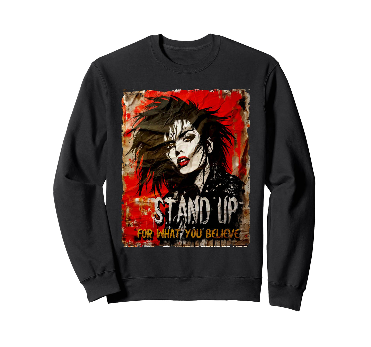 Punk 90S Grunge Distressed Street Sweatshirt - Novelty Apparel Men Women