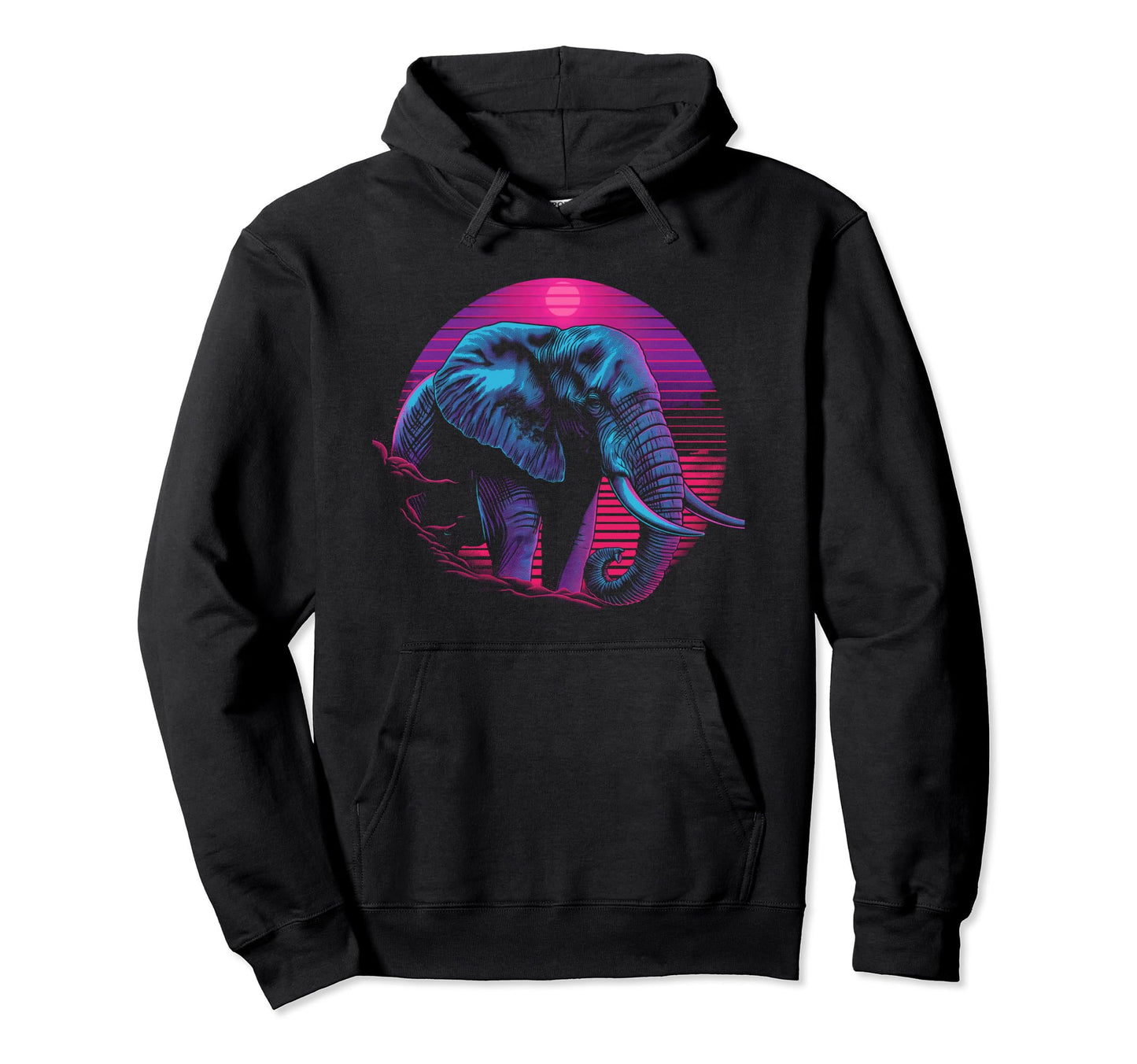 Elephant Vaporwave Aesthetic Synthwave Hoodie - Streetwear Style Unisex