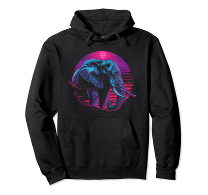 Elephant Vaporwave Aesthetic Synthwave Hoodie - Streetwear Style Unisex