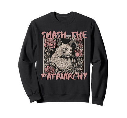Cat Feminist Statement 90S Grunge Smash Sweatshirt - Unique Graphic Unisex